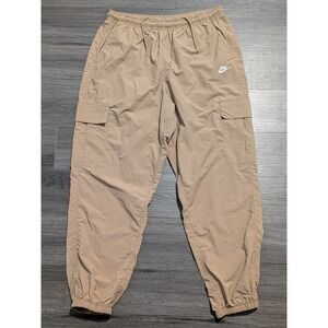 Nike Men's Tan Drawstring 100% Nylon Club Woven Cargo Pant Size Large